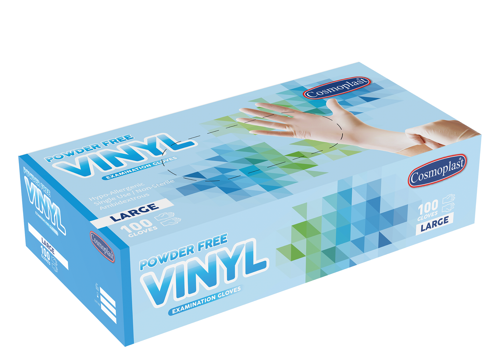 Cosmoplast Hygiene Clear Powder-free Vinyl Gloves Large 100 Pcs